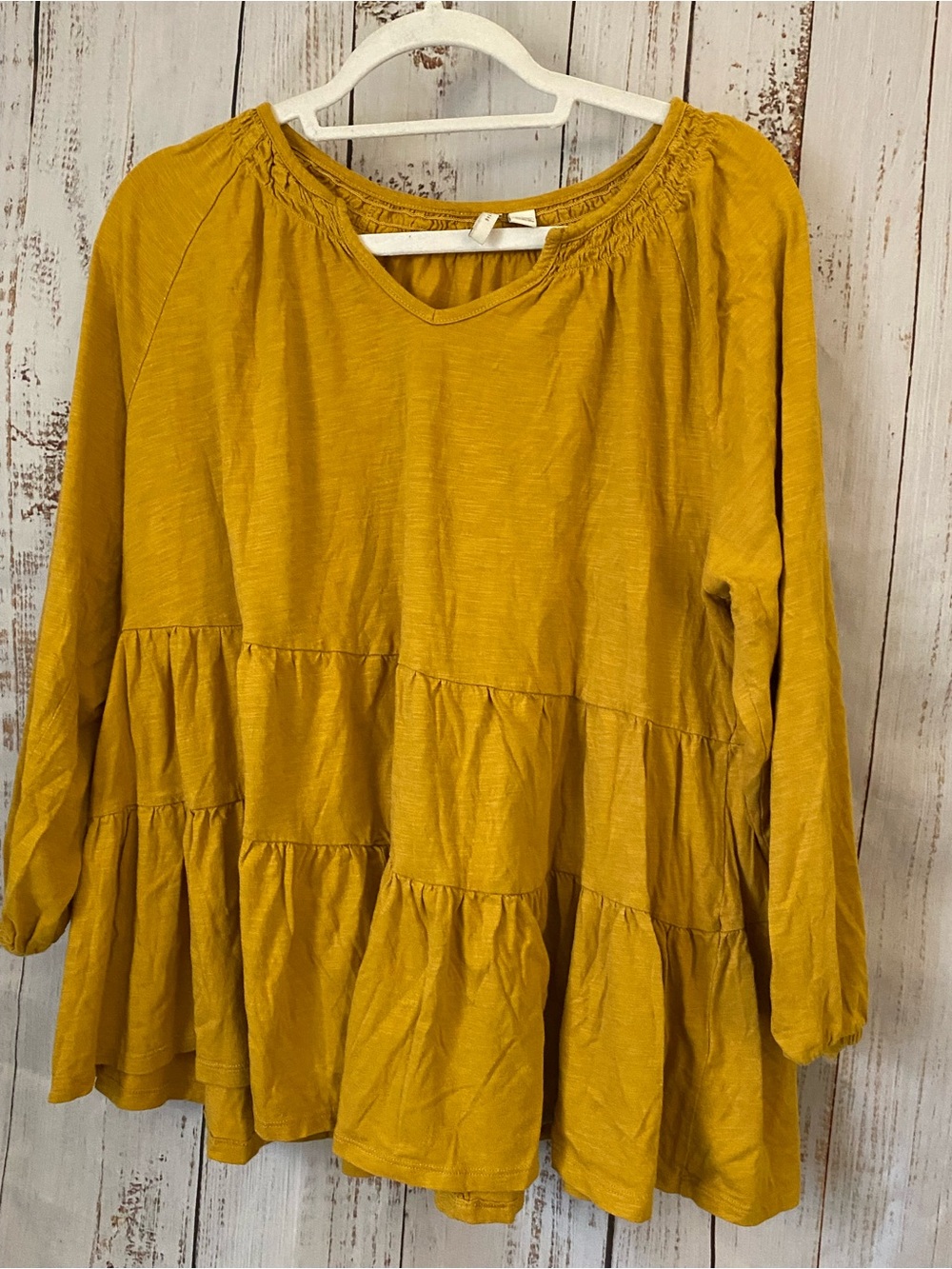 Cato Women's Mustard Tiered Top - 18/20W